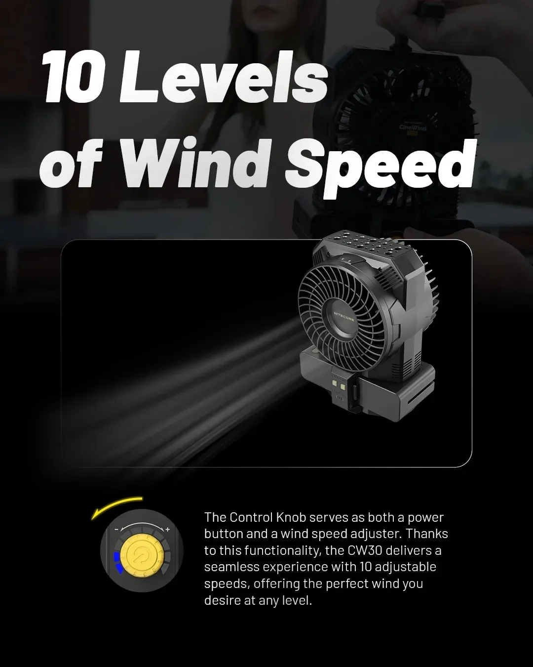 NITECORE CW30 CineWind Portable Remote-Controlled Photography Powerful Fan 10 Le