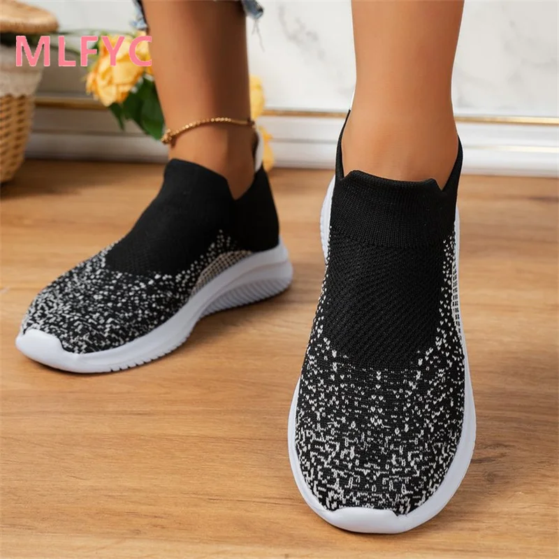 Sneakers Soft Soles Breathable Elastic Socks Women's Shoes Knitted Comfort Lightweight Casual Shoes Women's Shoes
