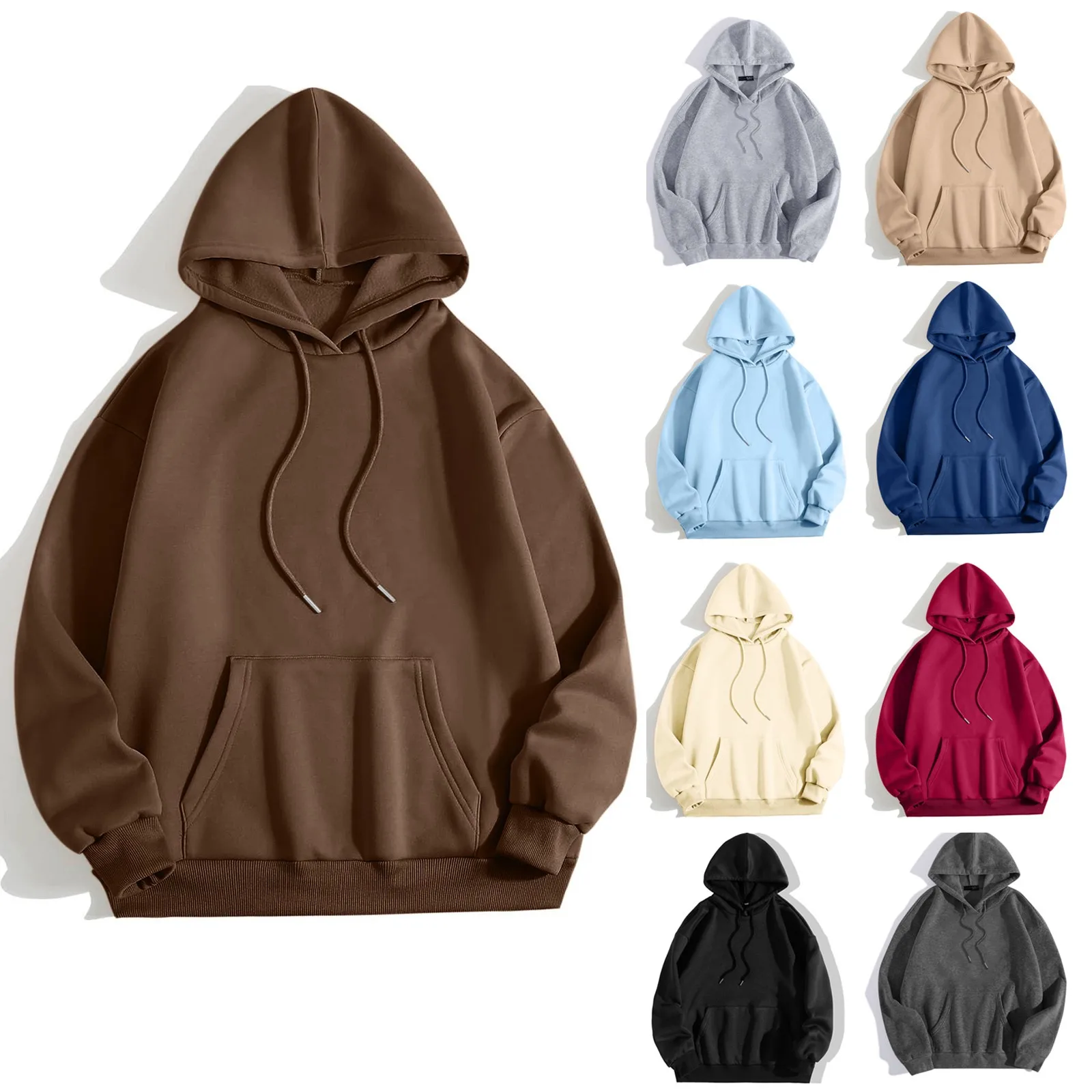 

Women Simple Solid Hoodies Spring Autumn Casual Loose Crewneck Sweatshirt Female Retro Harajuku Streetwear Women's clothing