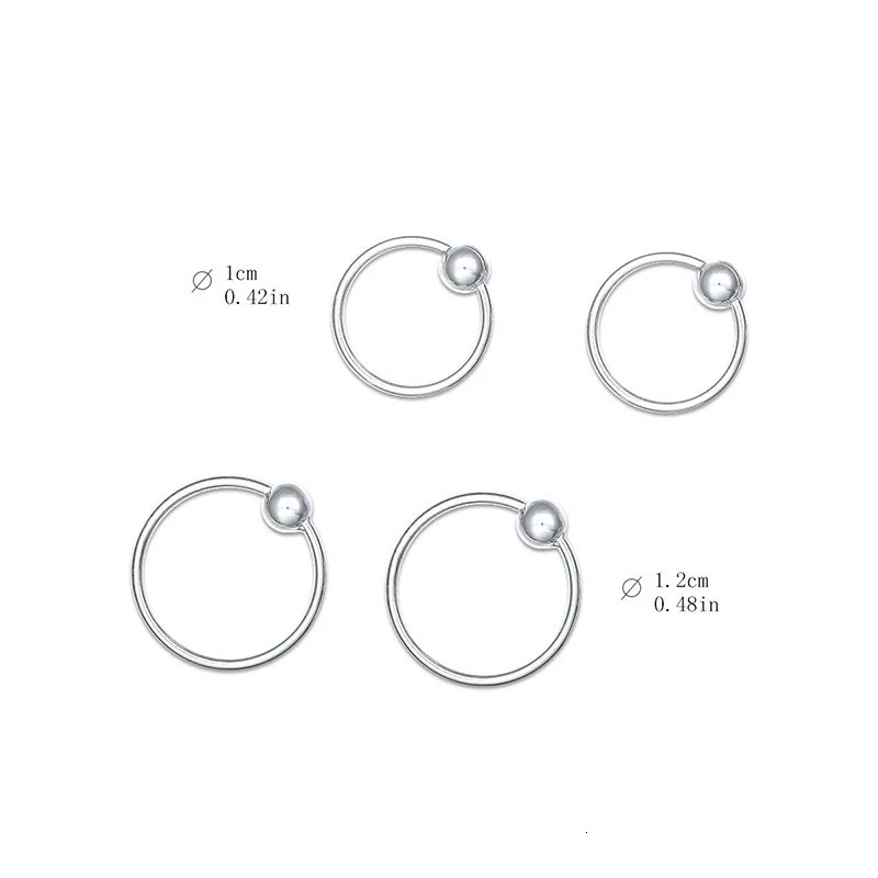 Sterling silver 925 hoops tiny ring with little ball for different piercing L64L85a