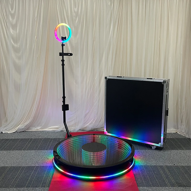 

video photobooth fotobooth tempered led glass infinite 360 photo booth automatic with flight case