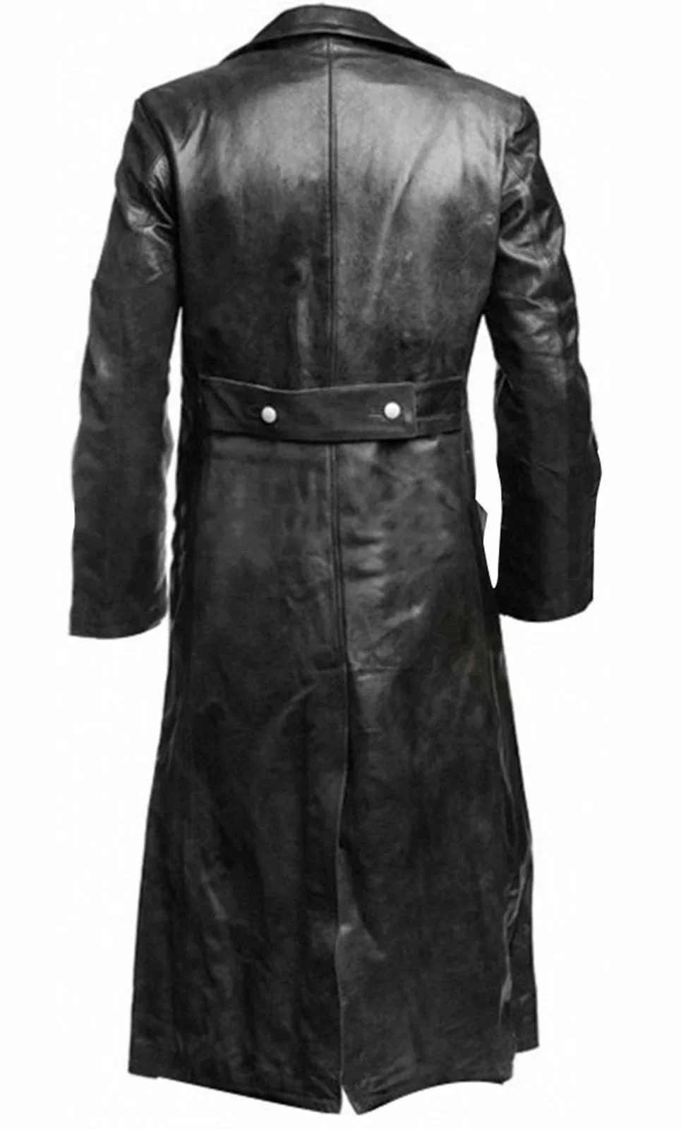 MEN'S GERMAN CLASSIC WW2 MILITARY UNIFORM OFFICER BLACK REAL LEATHER TRENCH COAT 3