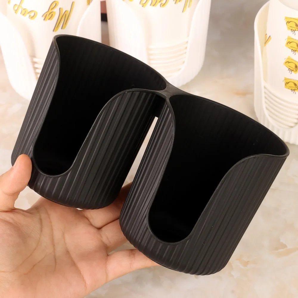 Disposable Paper Cup Storage Rack Practical Double Cup Holder Plastic Dispenser Mug Display Stand Organizer Household Supplies