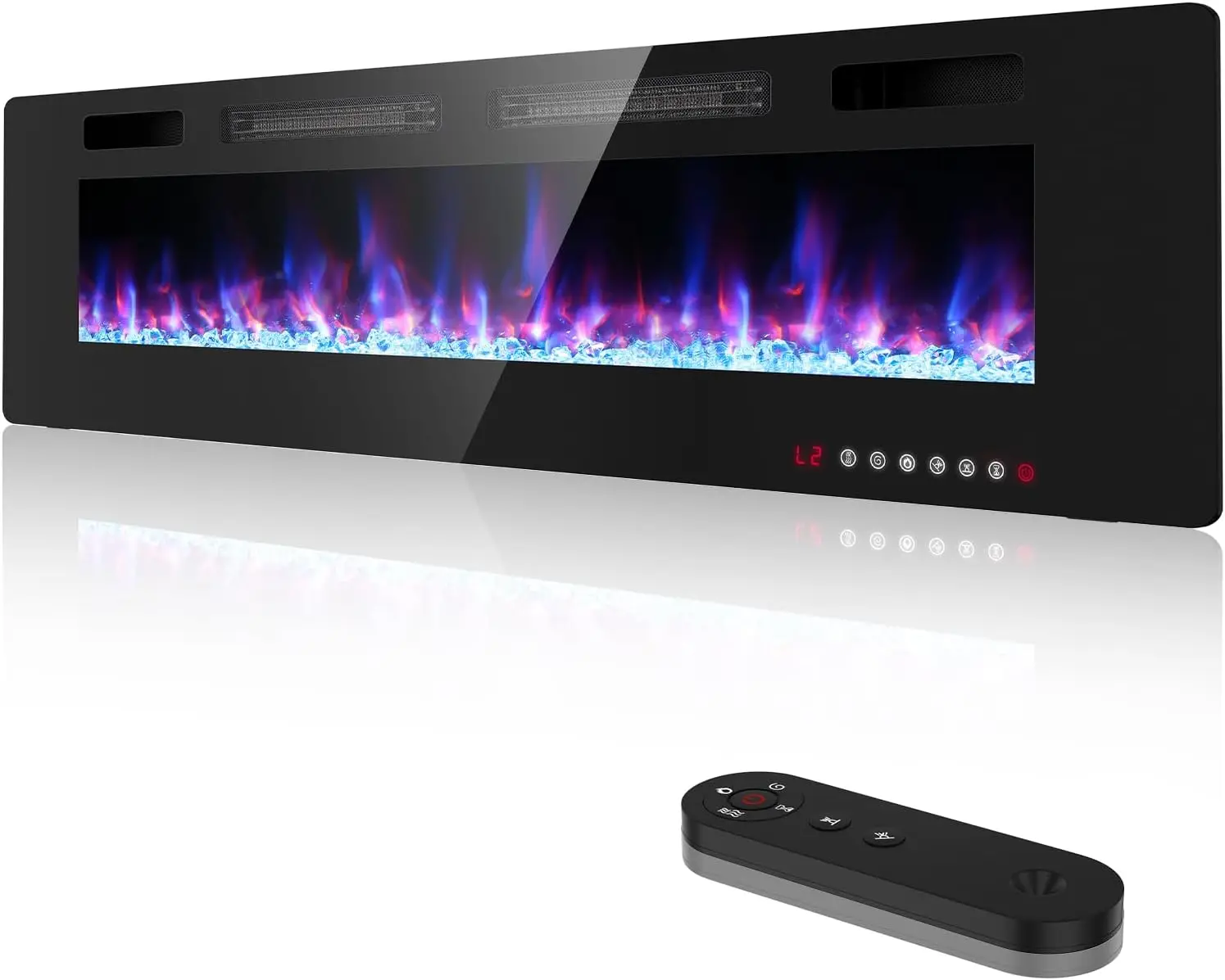 72 inch Electric Fireplace Wall Mounted/Freestanding-Ultra Thin Fireplace Inserts for Living Room with Heater Remote Control