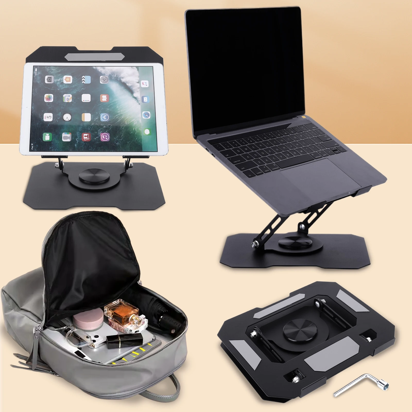 Portable Tablet Stand Adjustable Laptop Desktop Stand 360 Degree Rotatable Computer Stand for Ipad Pro/Air/Mini