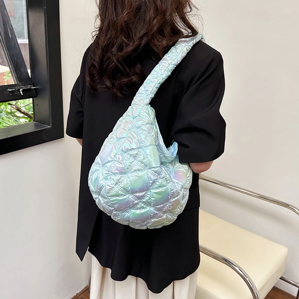 Women Shoulder Bags Quilted Embroidery Fashion Thread Cotton Padded Underarm Bag