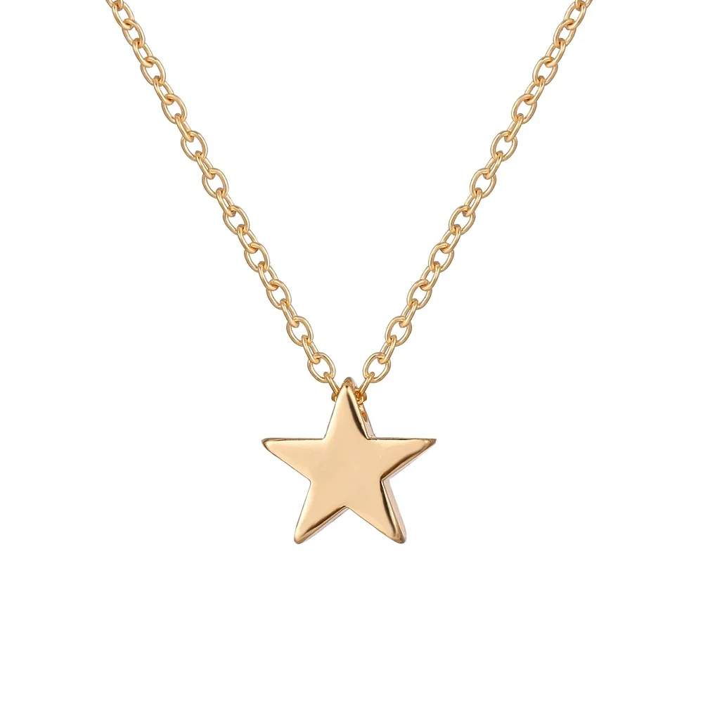 Nuovo modo semplice collana con ciondolo a forma di stella color argento da donna gioielli geometrici regalo per feste di nozze collari corti femminile_voghion.com