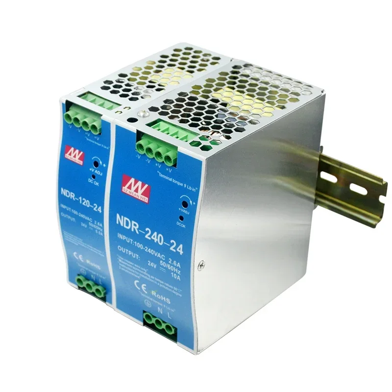 NDR 레일 스위치 전원 공급 장치, 전압 안정화 변압기, AC 90-264V 입력, 12V, 24V, 48V 출력, 75W-240W