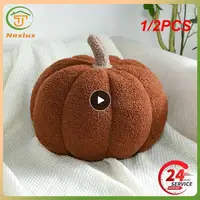 Flannel Pumpkin Pillow Cute Cartoon Pumpkin Pillows Solid Color Plush Pumpkin Cushion For Car Sofa Halloween Decoration 1