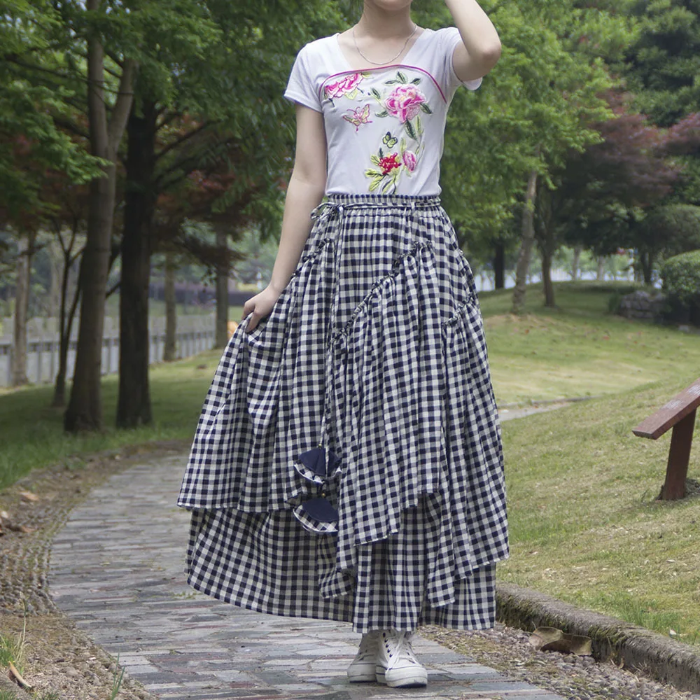 Gonna Midi In Cotone Donna - Vita Elastica, Pieghettata, Con Tasche, Taglie S-XXL, Stile Vintage - Foto 5