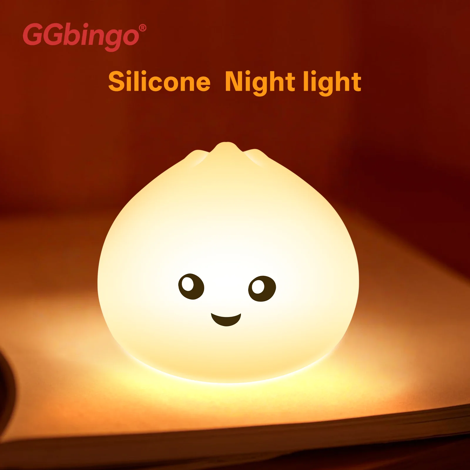 Lampada da notte color pesca in silicone cartone animato