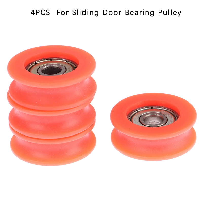 

4pcs Miniature Bearing Pulley Concave Pulley Sliding Door Pulley Furniture Wardrobe Sliding Door Cabinet Pulley U-groove Pulley