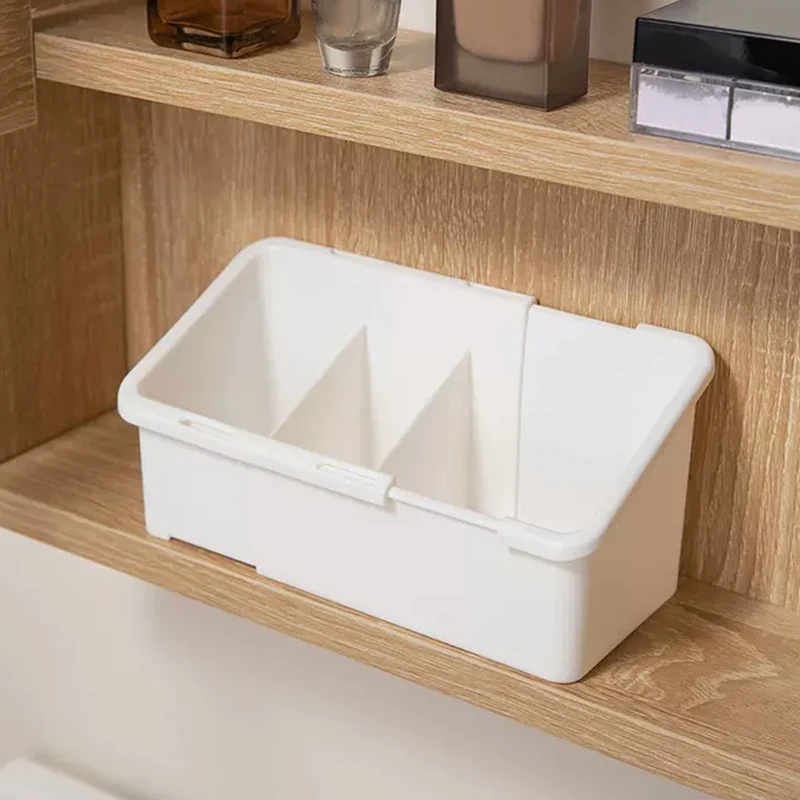 Extendable Mirror Cabinet Storage Box, Multi-functional Cosmetic Storage Box, Adjustable Desktop Compartment Organizer.