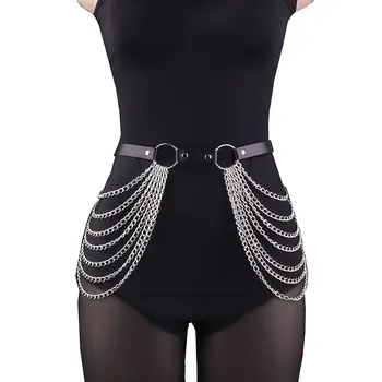 Women Sexy Leg Chain Harness garter Belt Waist Corset Belt Leather Harness Waists Thigh Harness Gothic Clothing Accessory