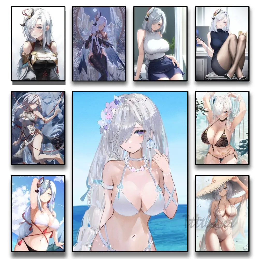 

Shenhe Genshin Impact Poster Paper Print Home Living Room Bedroom Entrance Bar Restaurant Cafe Art Painting Decoration