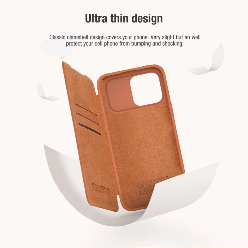 For iPhone 14 Pro Max Case Nillkin Qin Leather Flip Cover Slide Camera Lens Protection Case For iPhone 14 Plus Book Case