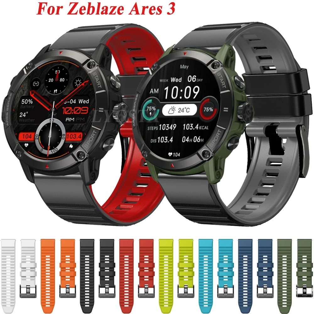 

24mm Silicone Strap For Zeblaze Ares 3 Smart Watch Band Easyfit Watchband For Zeblaze Ares 3 Bracelet Replacement Man Wristbands