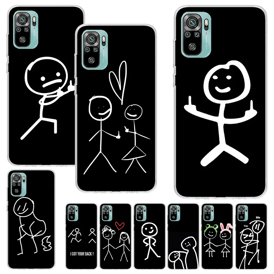 Cartoon Stickman Matchman Phone Case For Xiaomi Redmi 9 9A 9C 9T 10 10A 10C 12 12C 8 8A 7 7A 6 6A S2 K20 K40 Pro Soft Silicone C