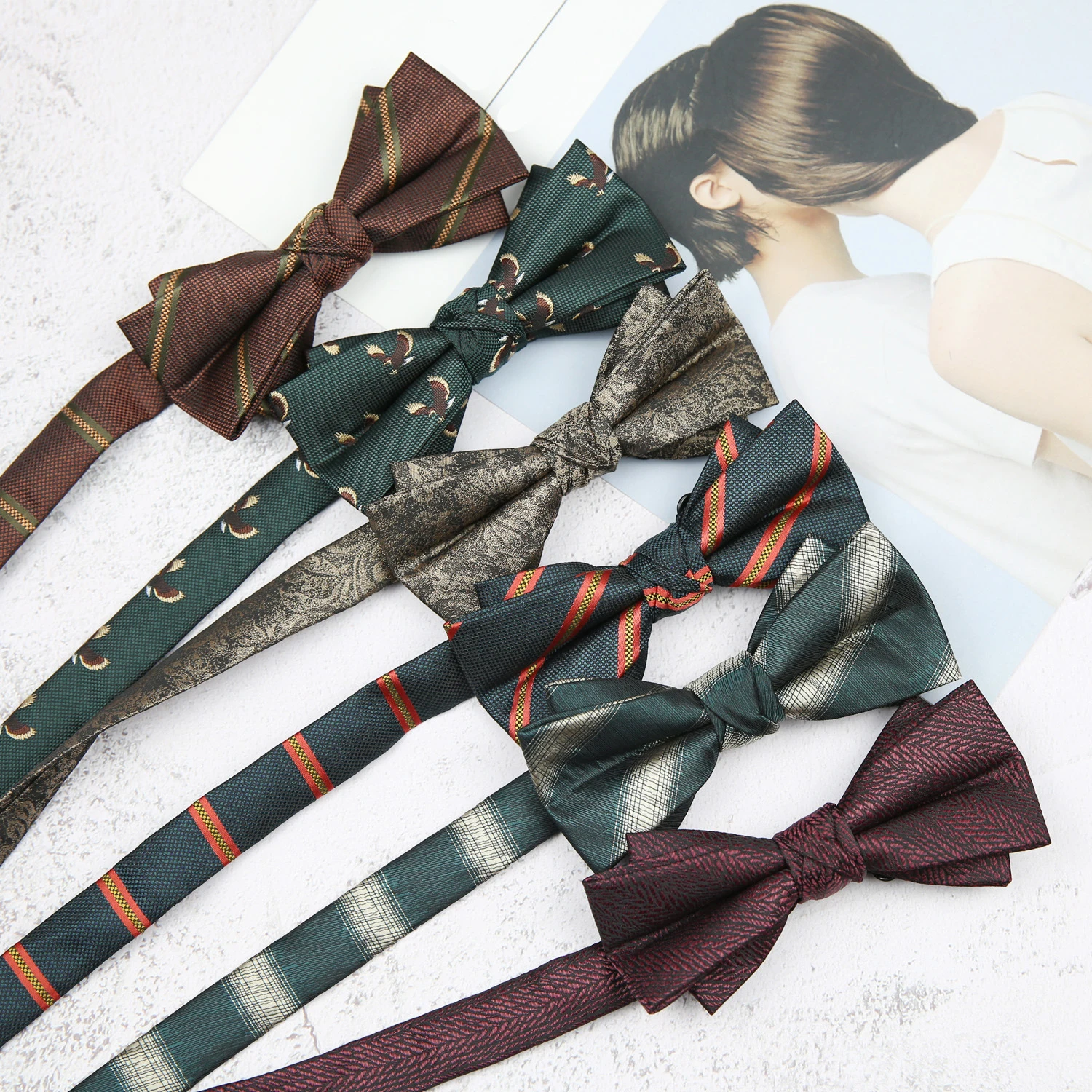 

Sitonjwly Polyester Skinny Bowties for Mens Formal Floral Printed Bowknots Ties for Wedding Party Adult Jacquard Cravats