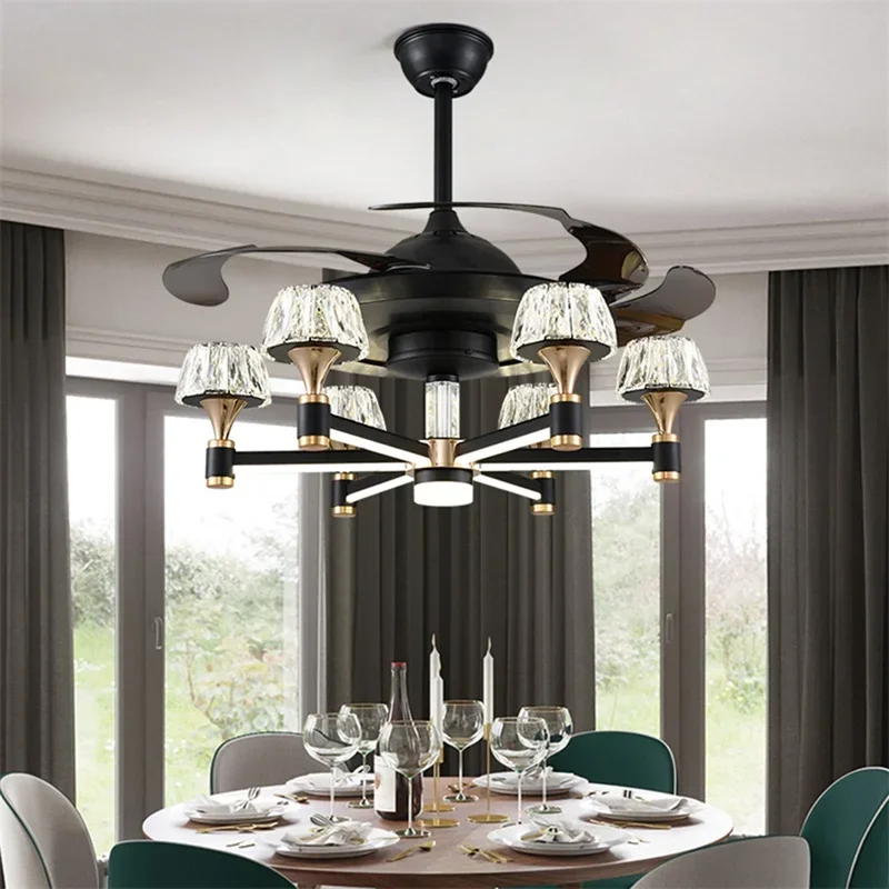 Hongcui Modern Ceiling Fan With Light And Control LED Home Decorative For Living Room Dining Room Bedroom Restaurant