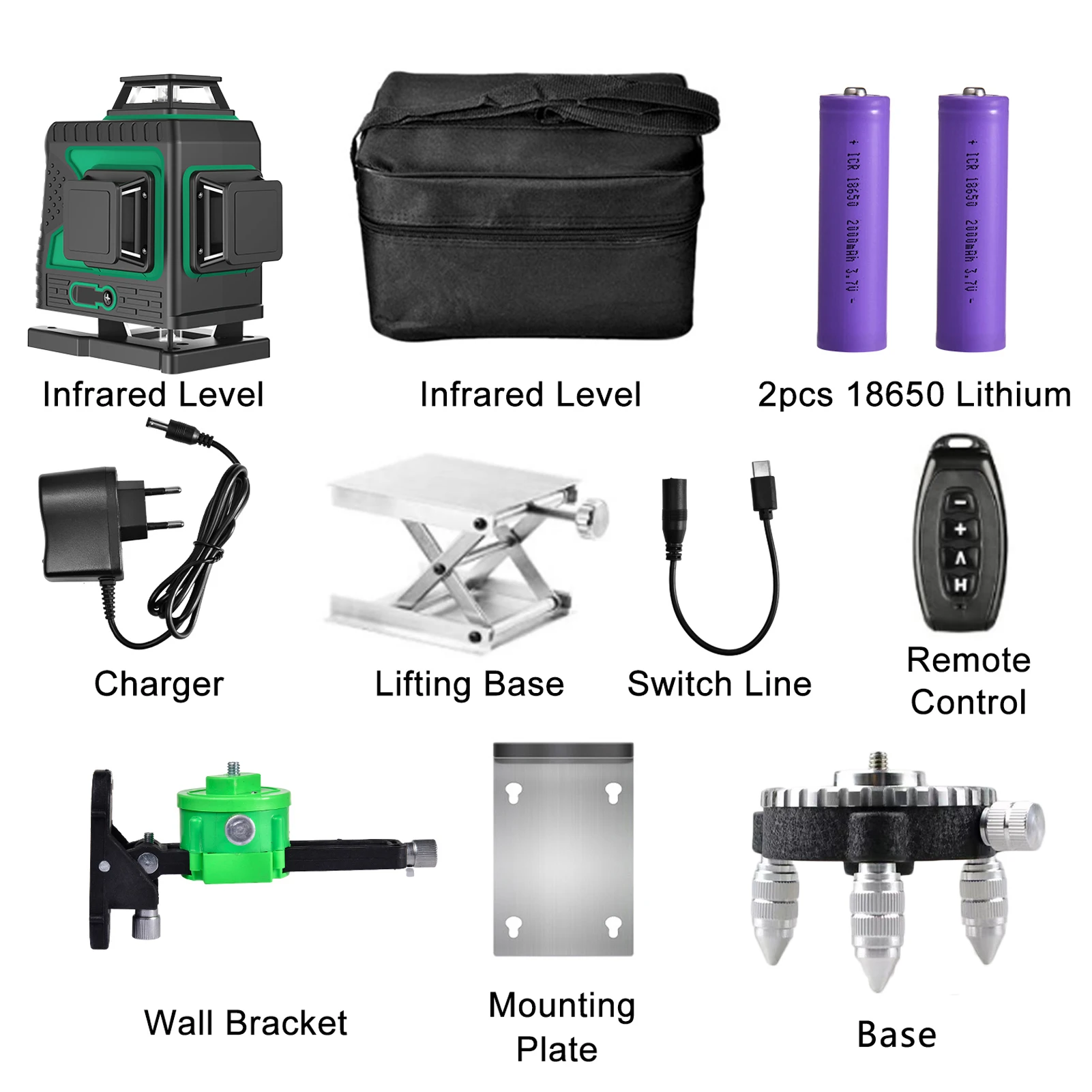 Laser Level 3D/4D laser level Green 12/16 lines Self-Leveling Vertical Cross Super Powerful Green 360 Horizontal Laser Level Professional