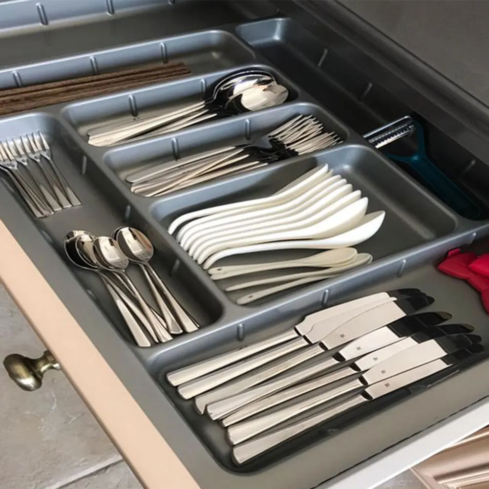 Goosun Adjustable Drawer Kitchen Cutlery Divider Case Makeup Storage Box Home Organizer Kitchen Cutlery Holder Drawer Divider Case Board Divider Pencil Jewelry 