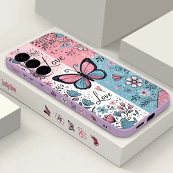 Blue Pink Butterfly Flowers Phone Case - Galaxy S23+ (B023 Purple)