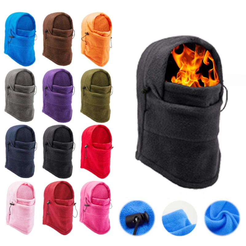 Winter Accessories Unisex Women Men Polar Fleece Hood Hat Casual Beanie Ski Snow Cap Snood Scarf Warmer Thermal