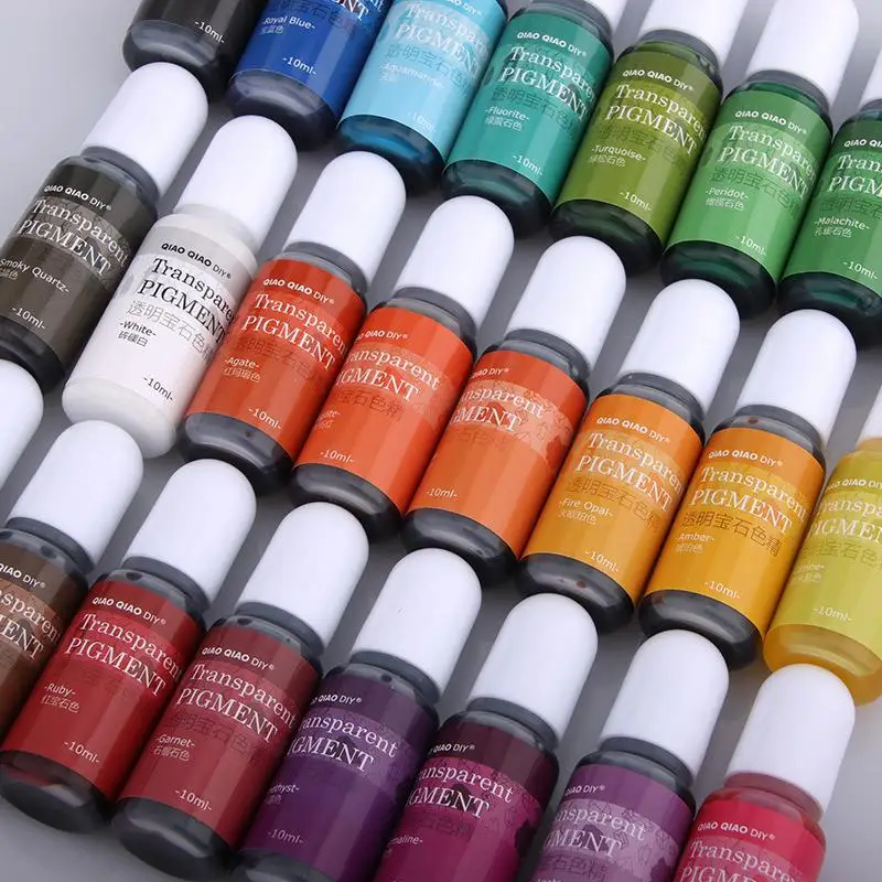 24 Color 10ml Transparent Gem Epoxy Resin Pigment Crystal UV Epoxy Resin Molds Pigment DIY Jewelry Making Crafts Colorant Dye