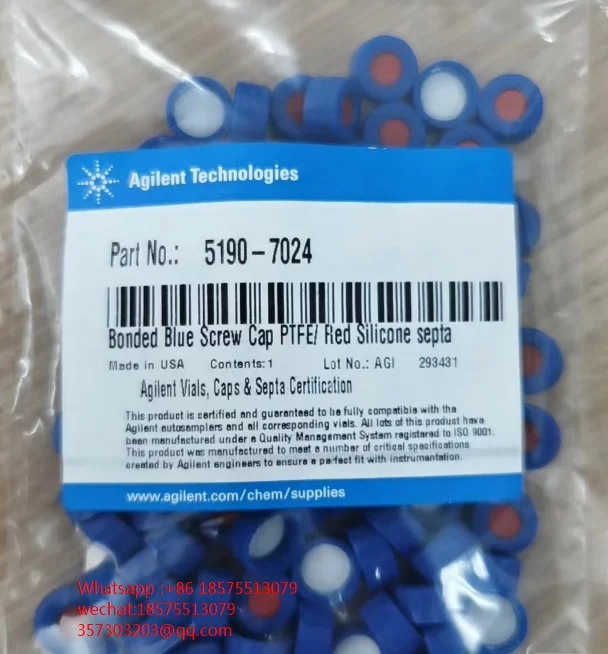 

For Agilent 5190-7024 Bonded Blue Screw Cap PTFE/ Hled Silicone septa 2 ml Thread Mouth Sample Bottle And Cap 12mm 100/PK