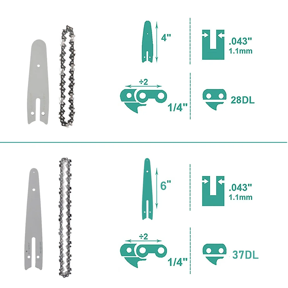 4 In/6 Inch Chain And Guide Plate Set For Mini Chainsaw Replacement Cordless Ele