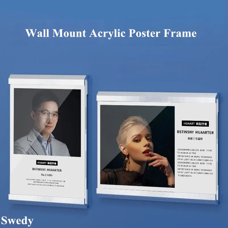 A4 210x297mm Wall Mount Magnetic Acrylic Poster Picture Photo Document Frame Menu Paper Holder Acrylic Sign Holder Display Board