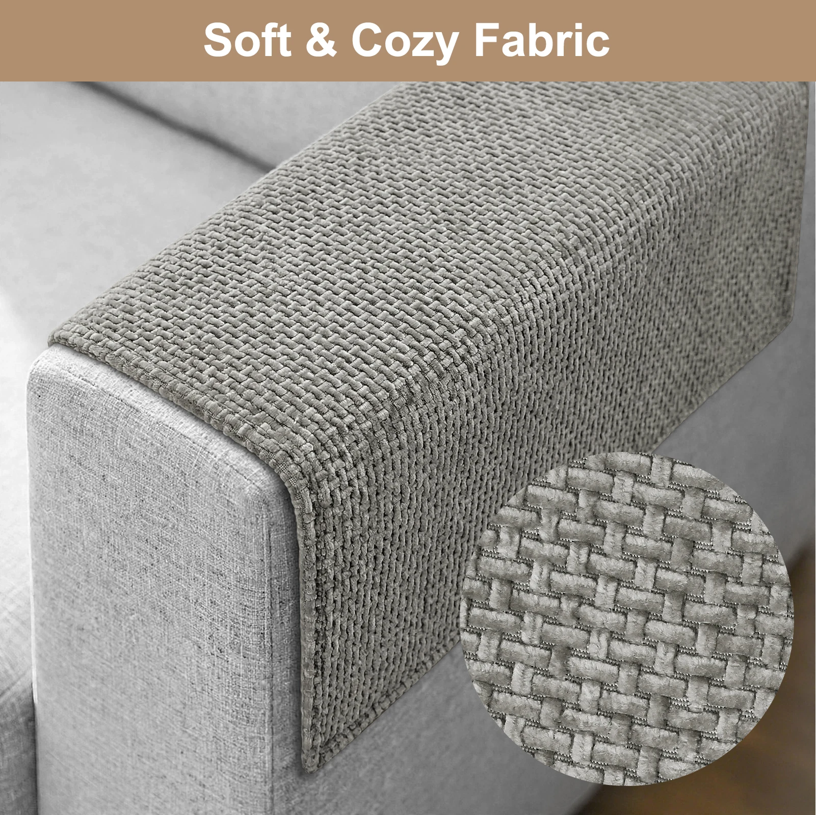 Premium Non-Slip Washable Sofa Armrest Covers - Set of 2 for Loveseats & Recliners