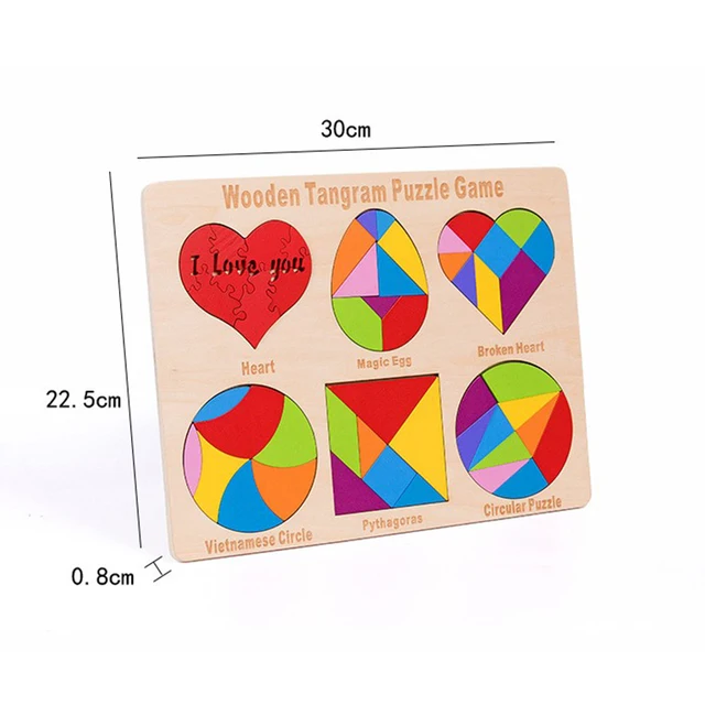 Blocks Puzzle Brain Teasers Toy for Kids Baby Smooth Surface Colorful 3D Tangram for Kids Learning & Education Toys M09 3