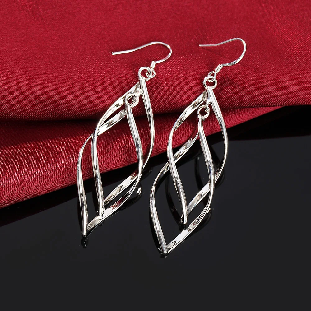 Fine High Quality Silver Color Earrings Fashion Jewelry Elegant Woman  Hanging Drop Long Wedding Christmas Gifts - 5