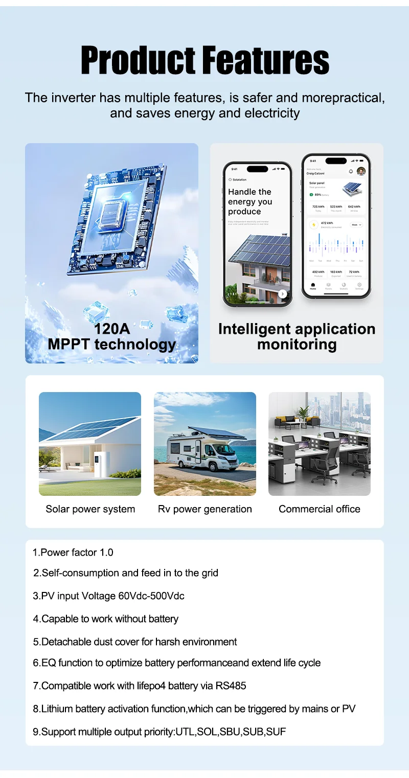 2KW 4KW Hybrid Solar Inverter 24V Pure Sine Wave Photovoltaic Solar Inverter