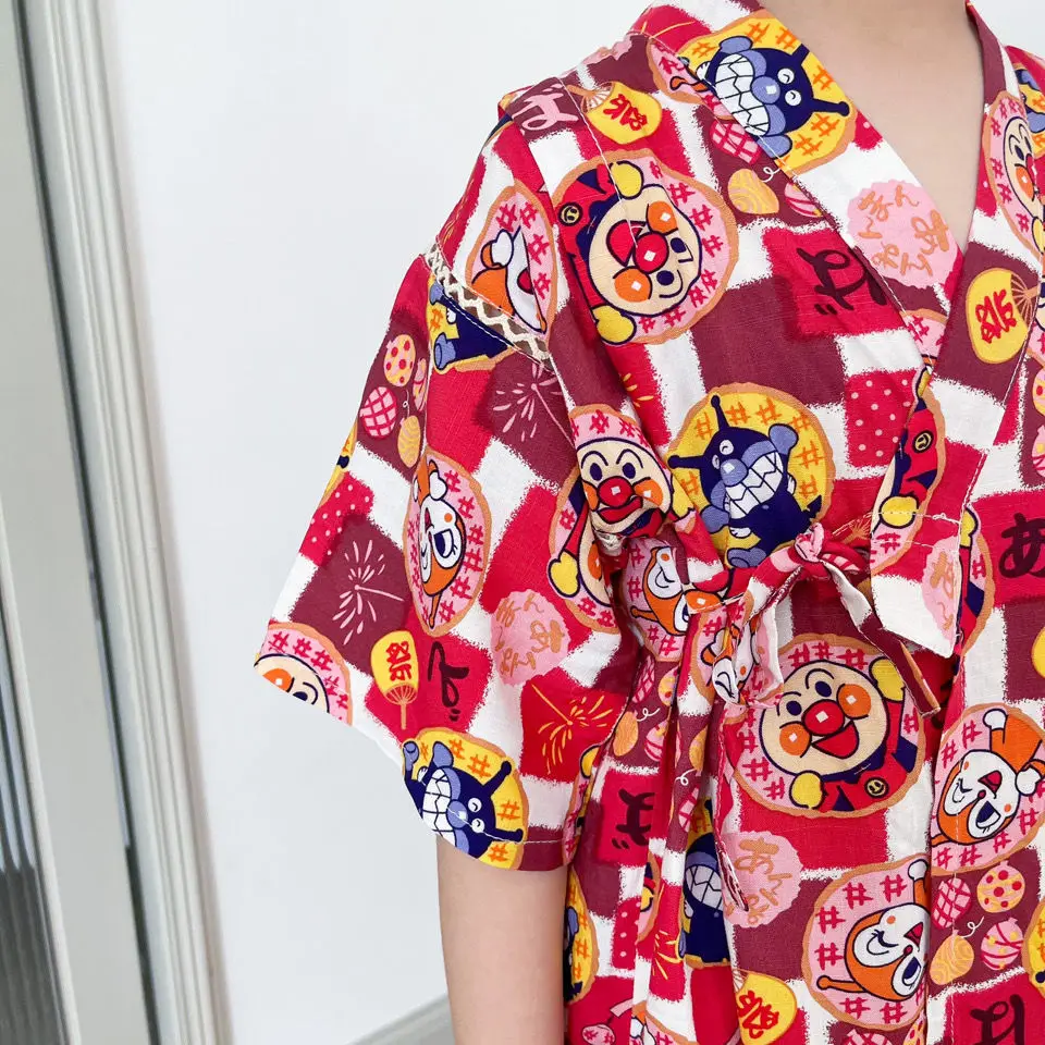Description Picture 2 of item2022 New Children's Cartoon Printed Sleepwear 2-Piece Cotton Japanese Kimono Yukata Set Children's Short Sleeve Homewear LC959