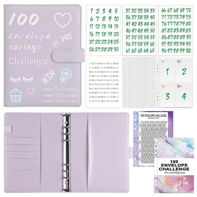 

100 Envelope Challenge Binder Waterproof Faux Leather Money Saving Challenge Book A5 Binder Money Saving Envelopes Easy And Fun