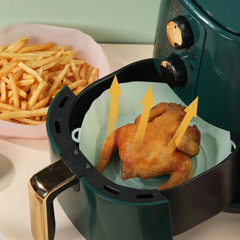 2PCS Air Fryer Silicone Baking Tray Mold Airfryer Oven Basket Mat Pizza