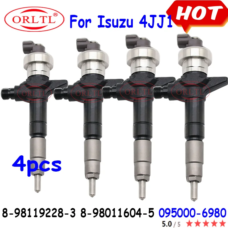 

4PCS Diesel Engine Injector 8-98119228-3 8-98011604-5 095000-6980 For Isuzu 4JJ1 Engine Injector 8981192283