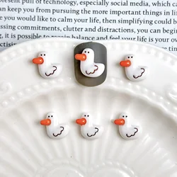 30PCS 3D Kawaii Cartoon Duck Resin Nail Charms for DIY Crafts and Decorations (White 30PCS)