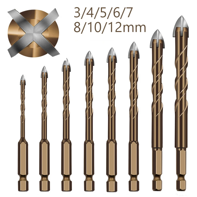 8PCS Phillips HEX Shank Spiral Center Drill Bits For Tile, Concrete
