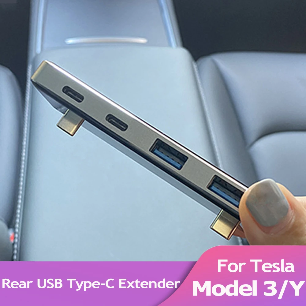 For Tesla Model 3 Model Y Model X Car Rear Usb Extender Usb Splitter