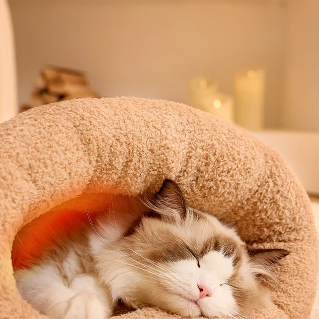 Pet Sleeping Bag Winter Warm Soft Plush Semi Enclosed Cat Nest Sleeping Bag Home Cat and Dog Comfortable Bed Accessories 6