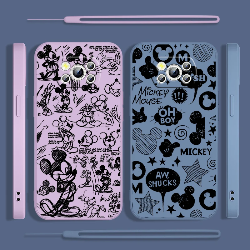 

Mickey Black And White For POCO M5S M4 M3 C55 C50 C40 C3 X5 X4 X3 X2 F5 F4 F3 Pro GT NFC Liquid Rope Phone Case