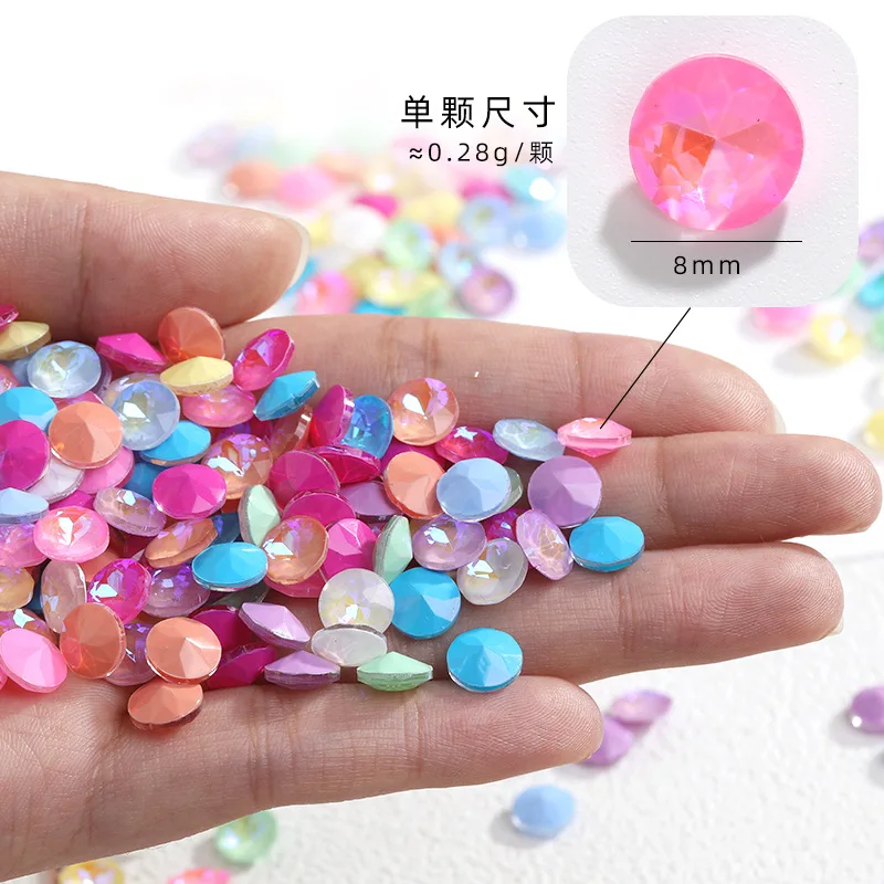 

30Pcs/Lot Gem Mocha Fluorescent Nail Art Drill DIY Crystal Glass Drill Tip Bottom Round Decorative Drill