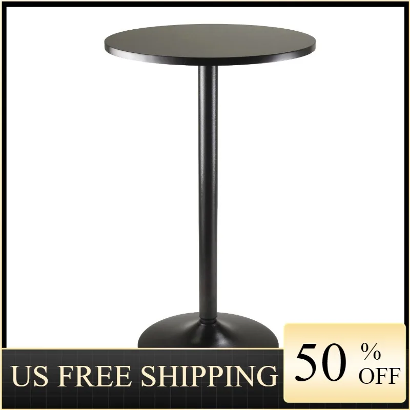 

Winsome Obsidian Round Pub Table with MDF Wood Top, Legs, and Base, Black Pub Tables & Sets