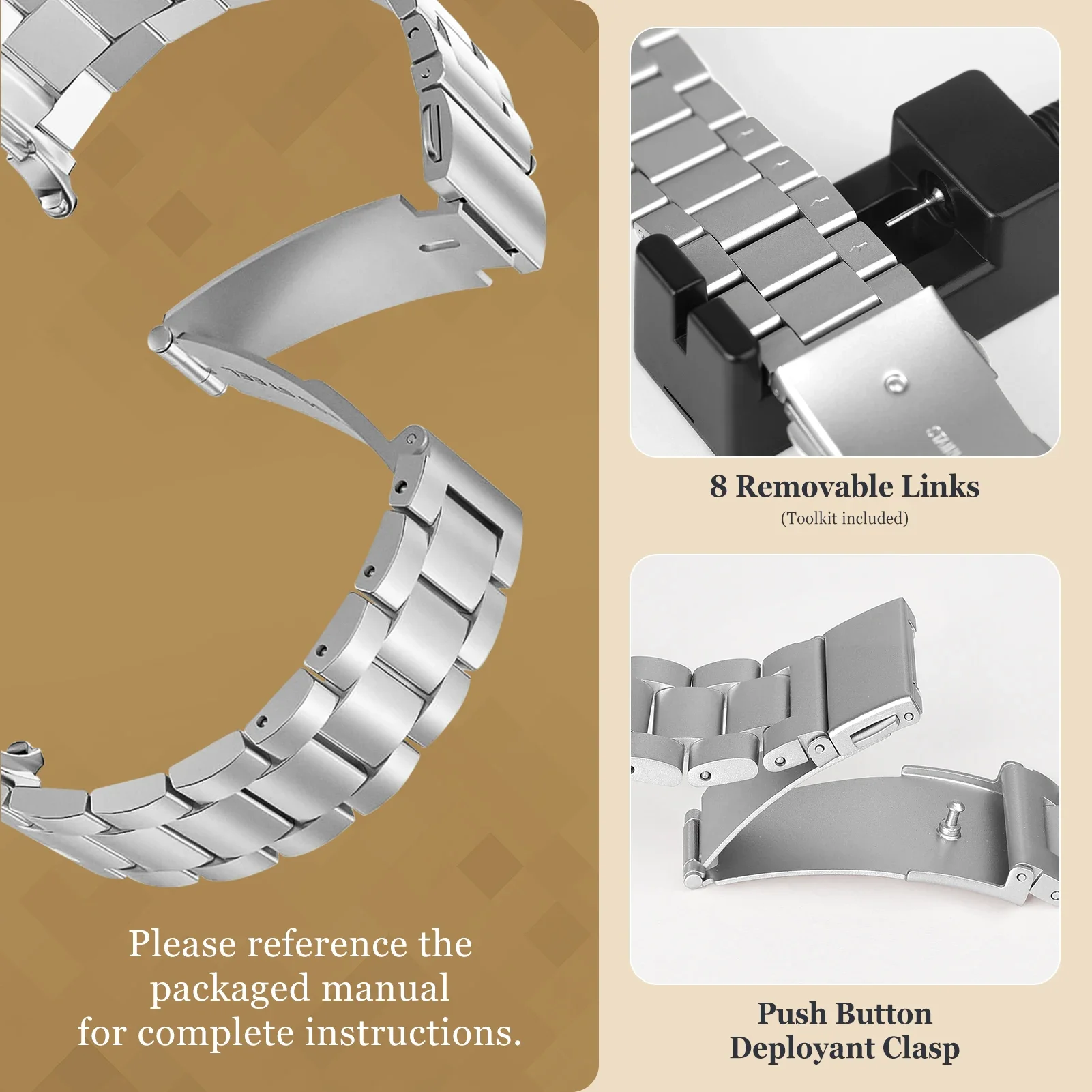 Sleek No Gap Metal Watch Band Bracelet