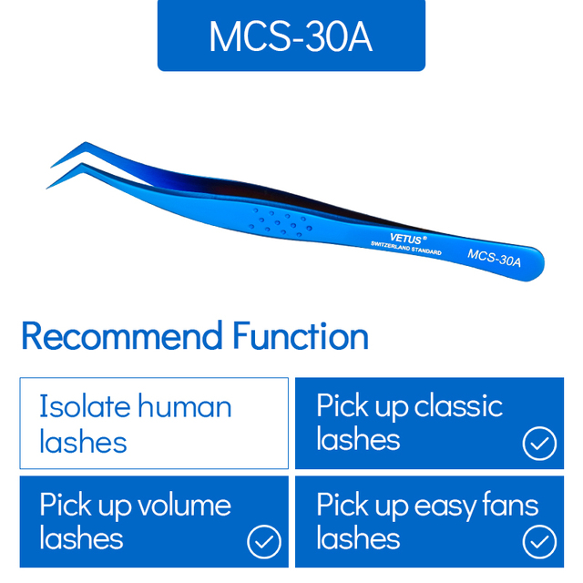 Vetus MCS All size single pack tweezers for eyelash extensions