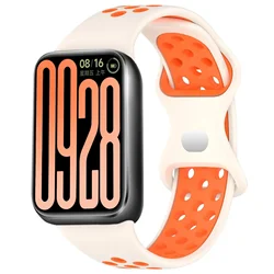 Breathable Sport Silicone Strap for Smartwatch - Replacement Bracelet Accessory (10 White Orange)